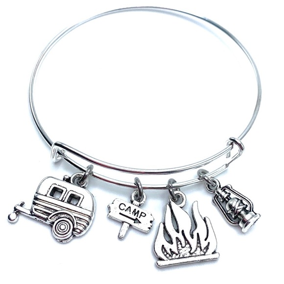 Camp Bracelet Bangle Camping Charms RV May Be Personalized - Picture 2 of 6